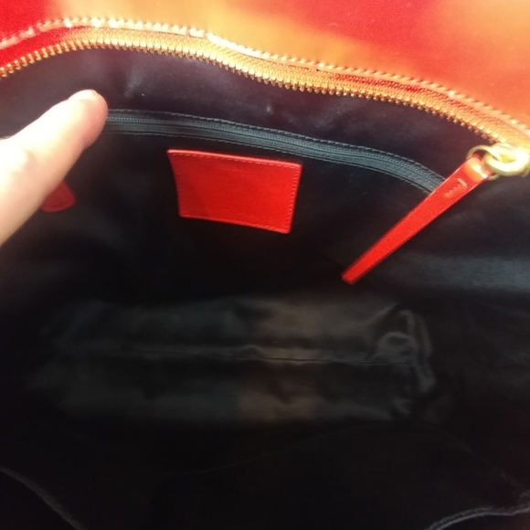 Coach Tote Brown with Red Orange Splotches - Picture 7 of 8